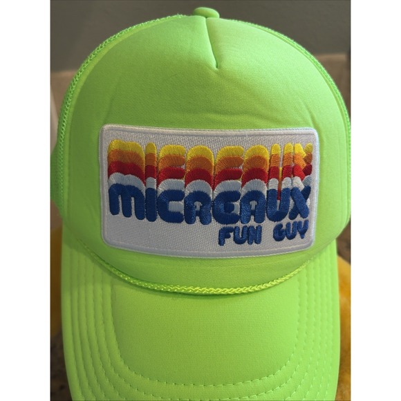 Jamnola‎ Neon Green Micreaux Fun Guy Patch Trucker Hat Snapback Baseball Cap O/S - Picture 3 of 12